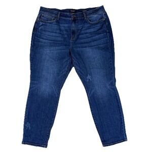 Judy Blue Women's Size 22W Relaxed Fit Dark Wash High Rise Distress Denim Jeans